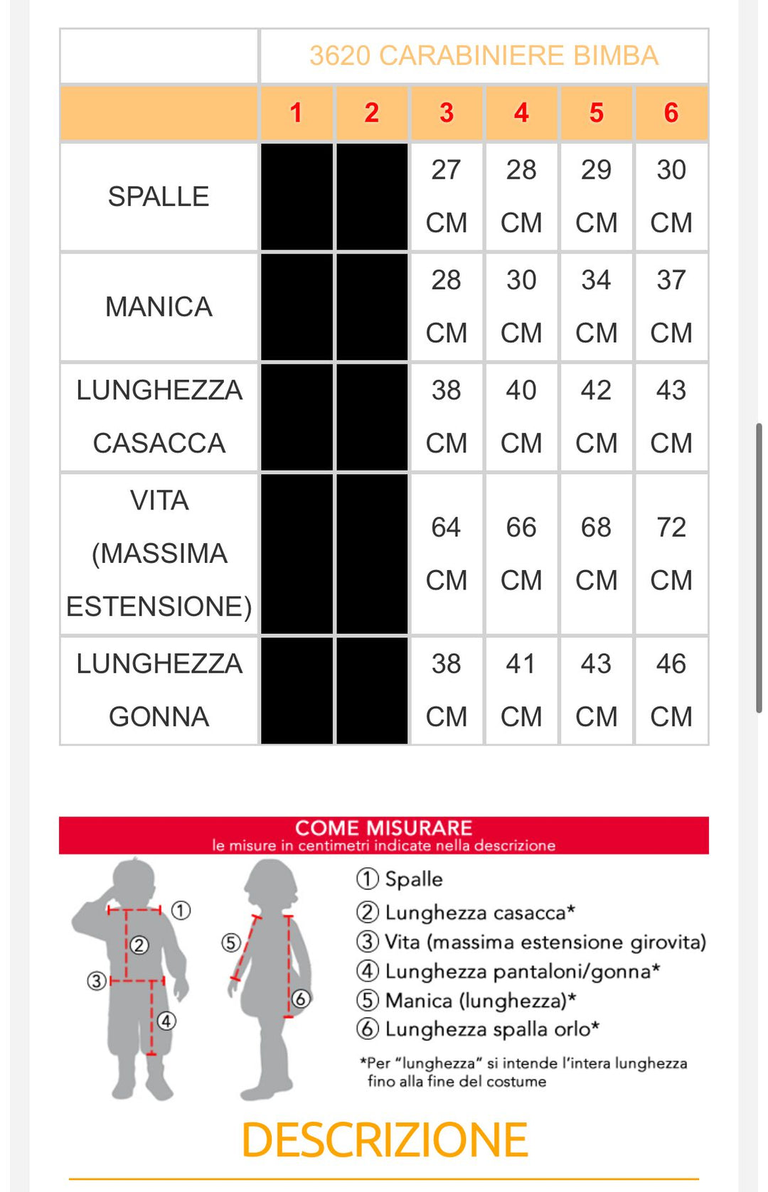 Costume carnevale bambina  3620
