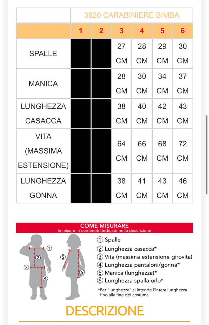 Costume carnevale bambina  3620