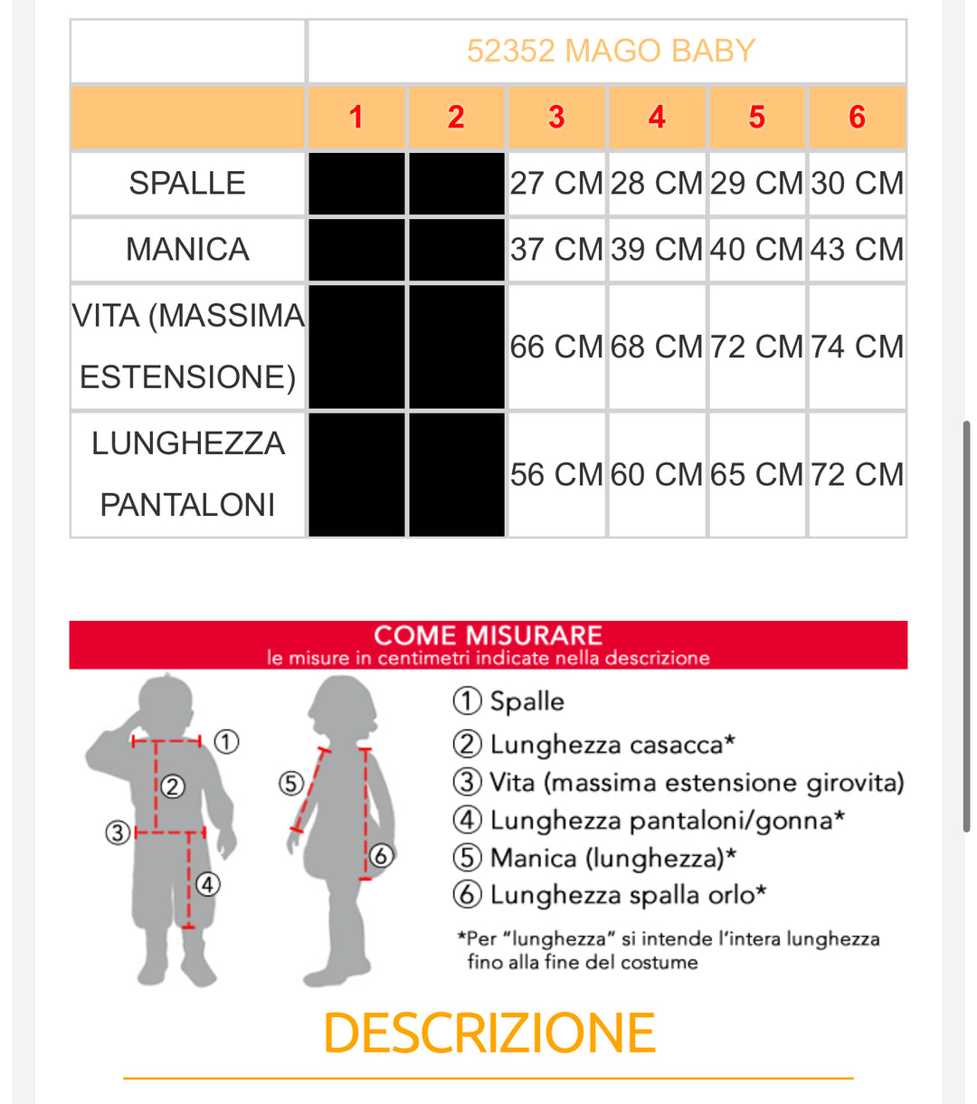 costume carnevale Bambino  52352