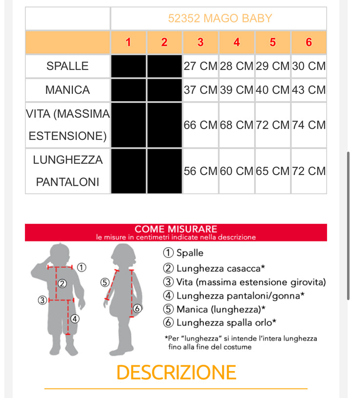costume carnevale Bambino  52352