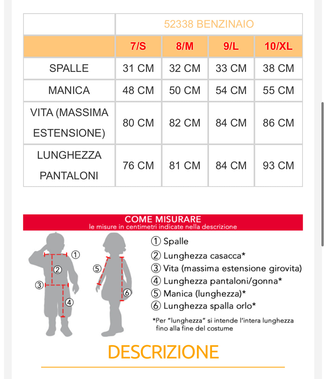 costume carnevale Bambino  52337