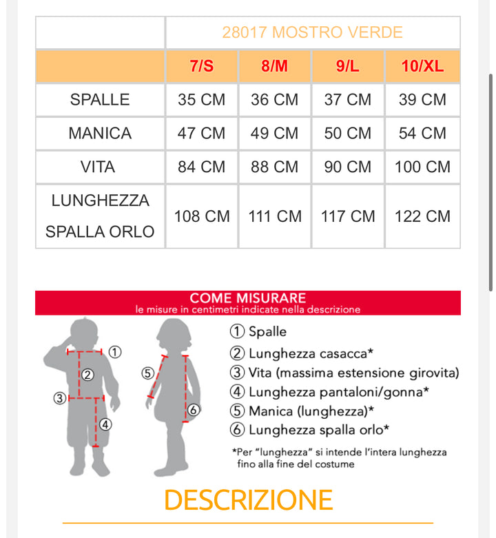 costume carnevale Bambino  28016