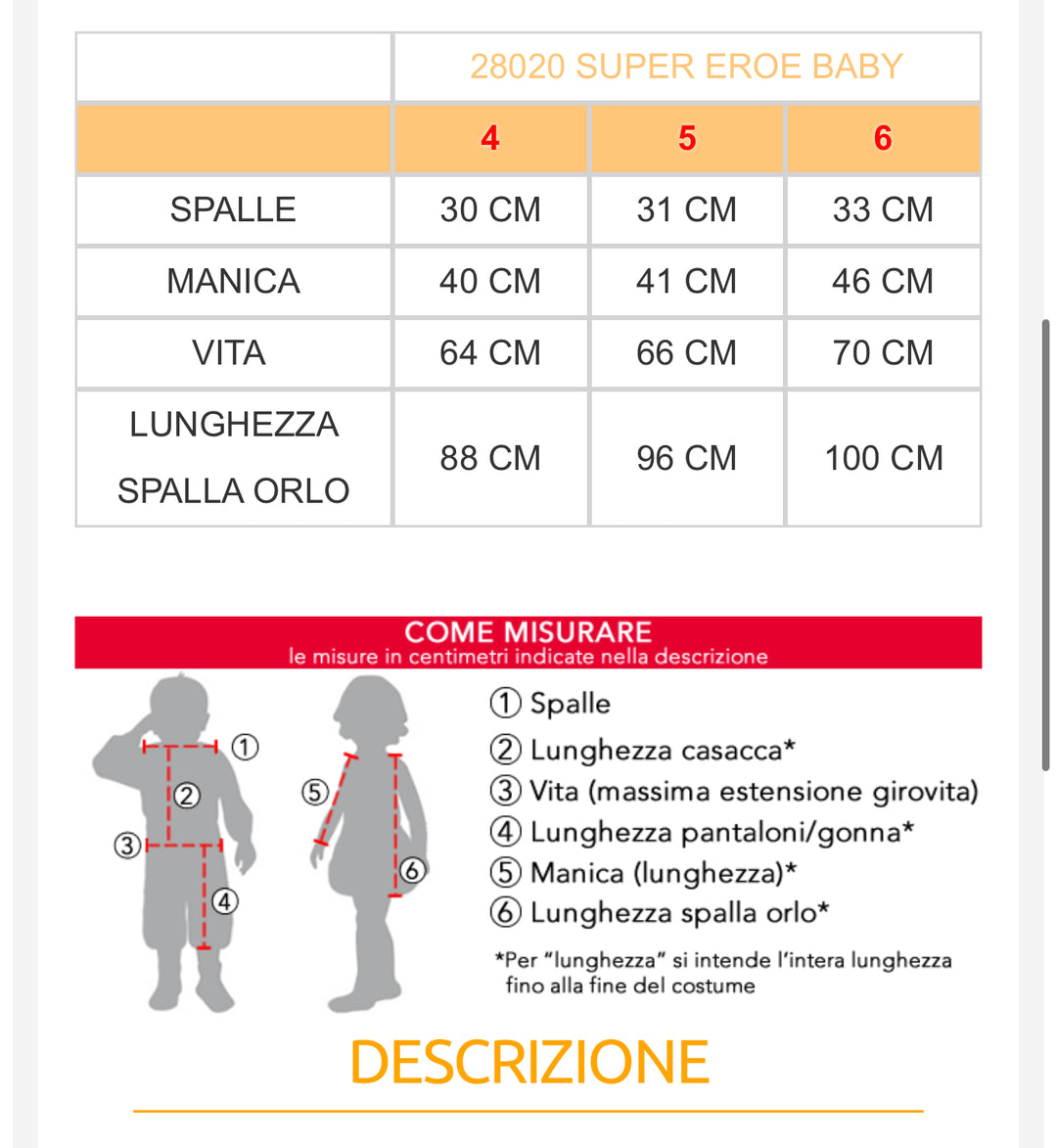 costume carnevale Bambino  28020