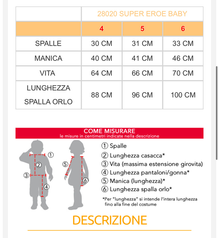 costume carnevale Bambino  28020