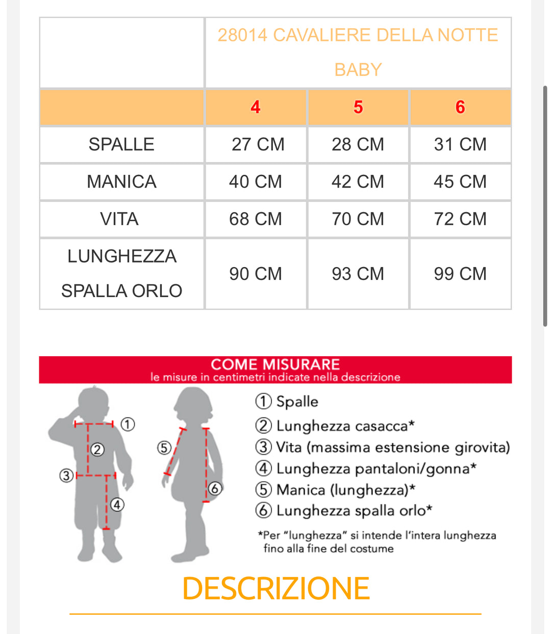 costume carnevale Bambino  28014