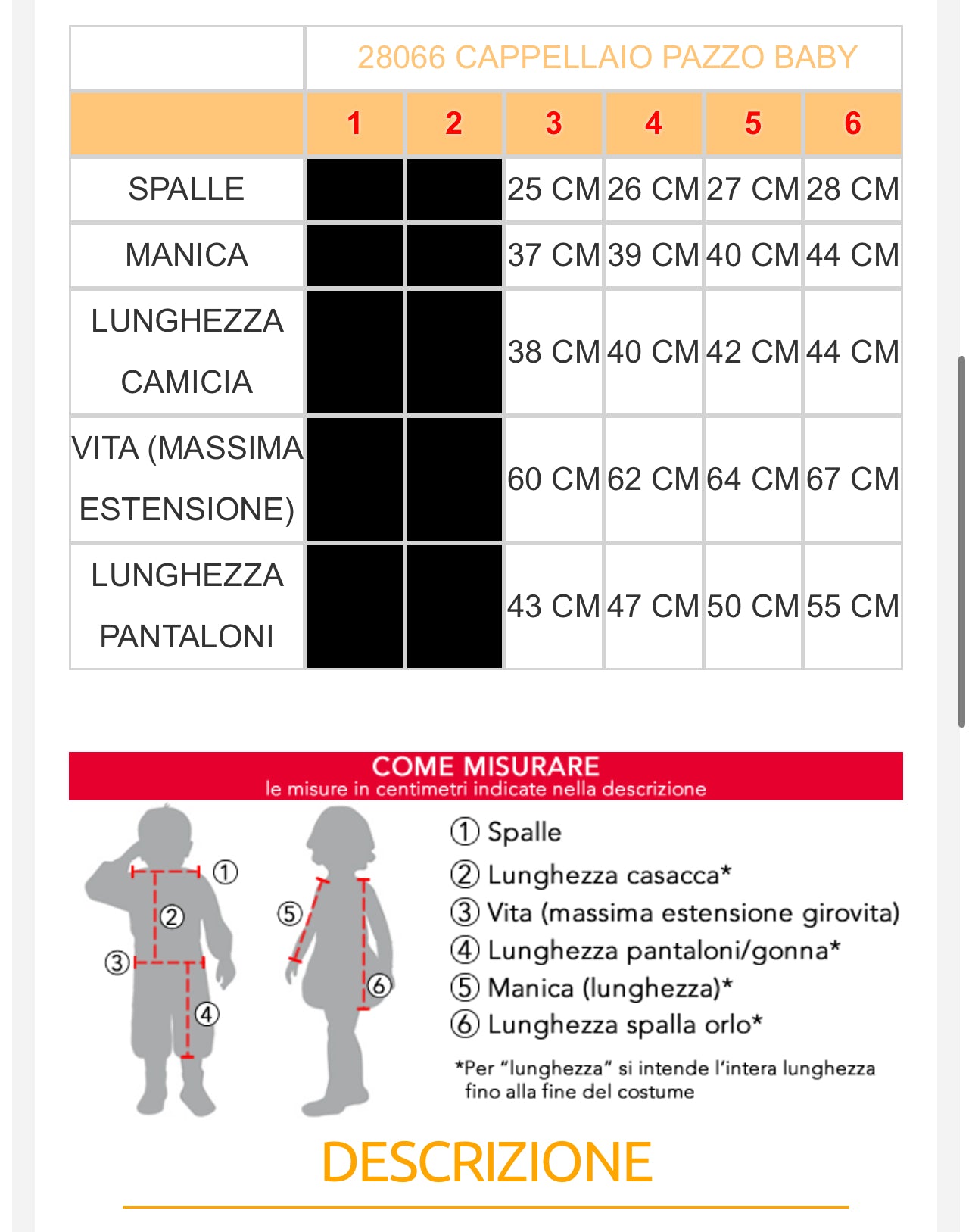 costume carnevale Bambino  28066