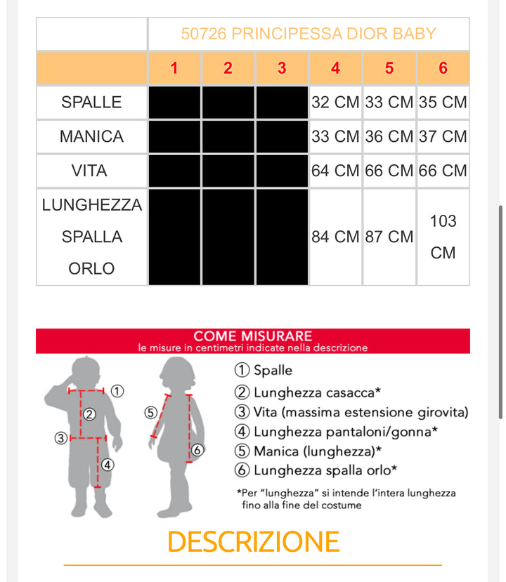 Costume carnevale bambina  50725