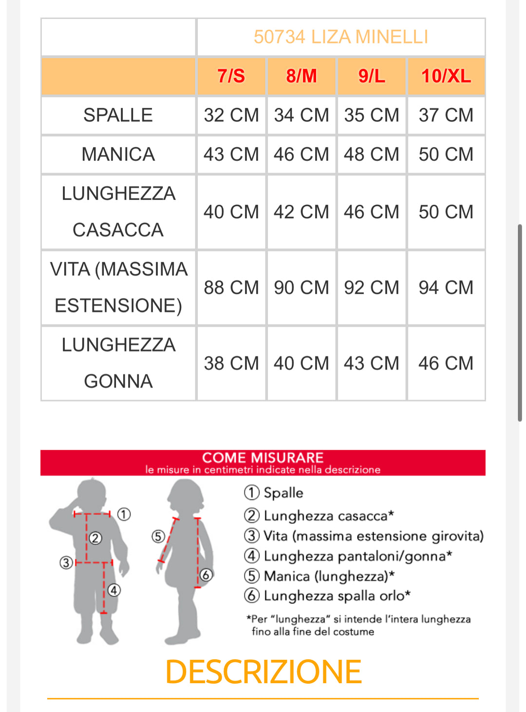 Costume carnevale bambina  50743