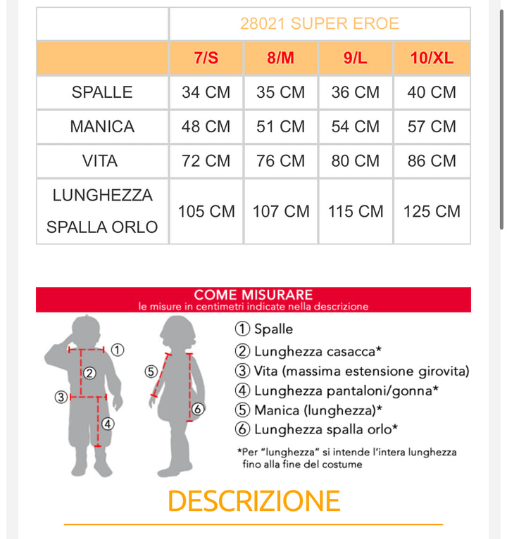 costume carnevale Bambino  28020