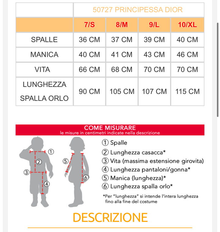 Costume carnevale bambina  50725
