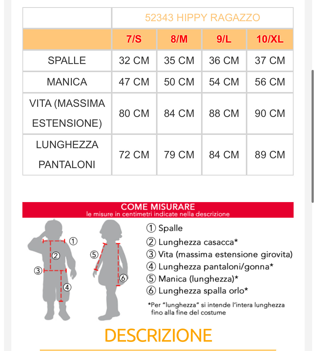 costume carnevale Bambino  52342