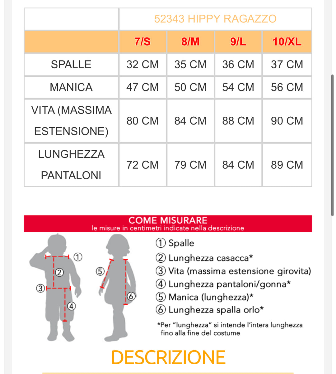 costume carnevale Bambino  52342