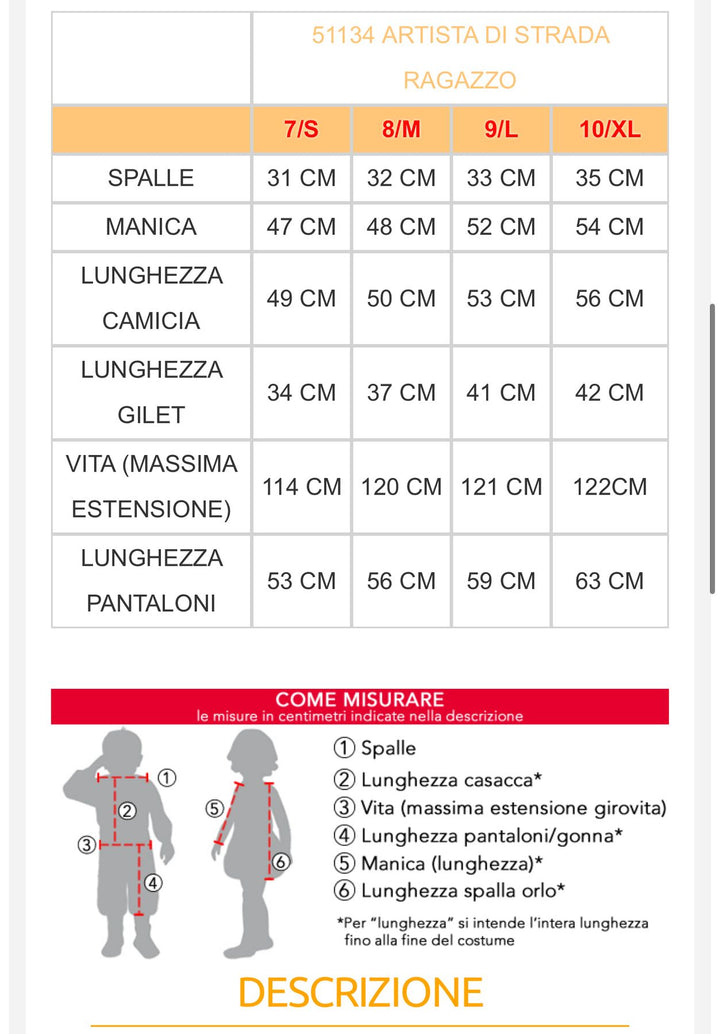 costume carnevale Bambino  51133