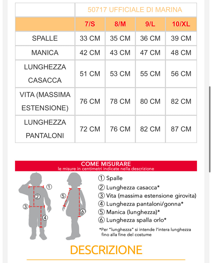 costume carnevale Bambino  50716
