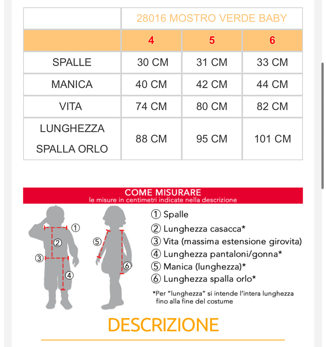 costume carnevale Bambino  28016