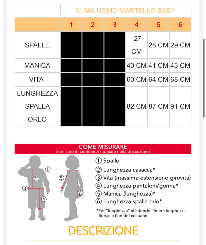 costume carnevale Bambino  51046